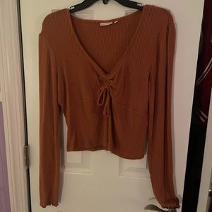 Burnt Orange Light-Weight Tie Front Top